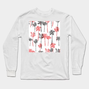 red black palm trees design Long Sleeve T-Shirt